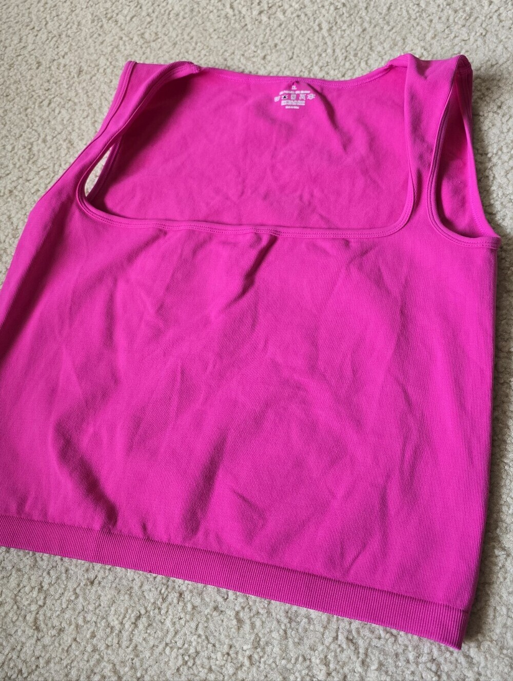 Women's Hot Pink Square Neck Tank Top Womens Size XL Fits Large Xlarge